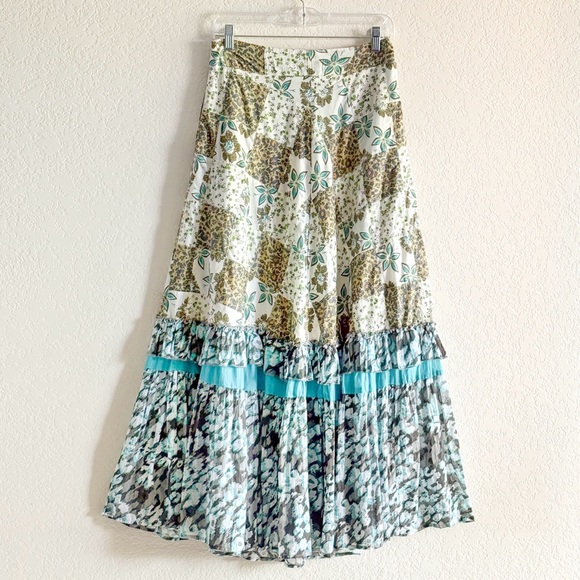 Raga Anthropologie Floral Patchwork Boho Tiered Maxi Skirt India Women’s S - Picture 8 of 12